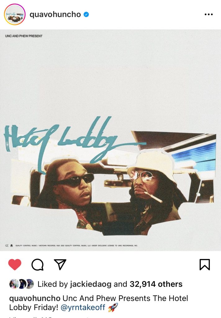 Quavo and Takeoff to release “Hotel Lobby” single 