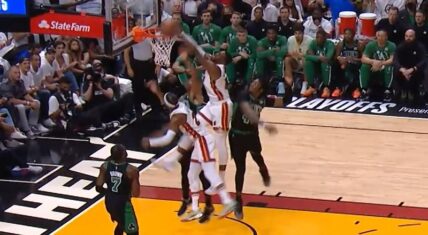 Bam Adebayo has huge put back dunk on Al Horford and Jimmy Butler