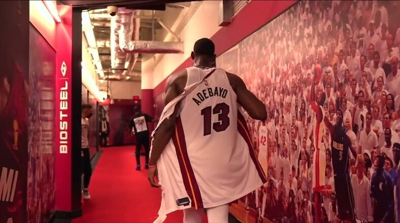 Bam Adebayo rips his jersey after the Miami Heat lost Game 7