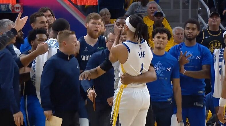 Damion Lee and David Bertans fight and Draymond Green gets in it