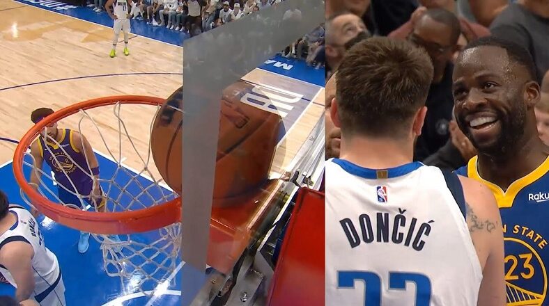 Draymond Green free throw gets stuck at top of rim in Game 4