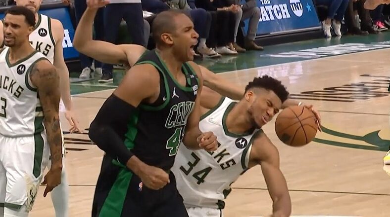 Giannis collapses after Al Horford dunks on him in Game 4