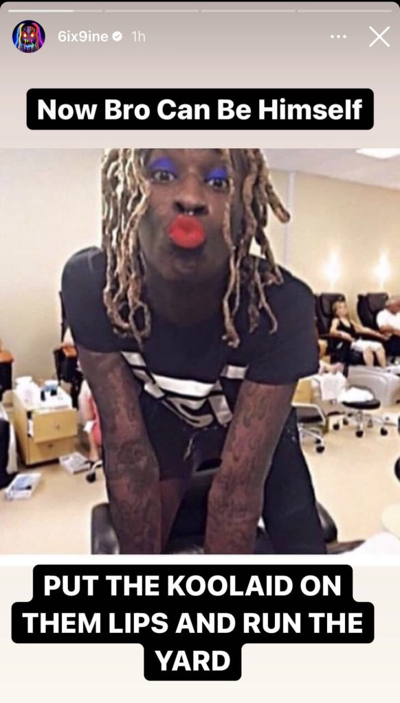 Tekashi 6ix9ine trolls Young Thug being indicted in federal case