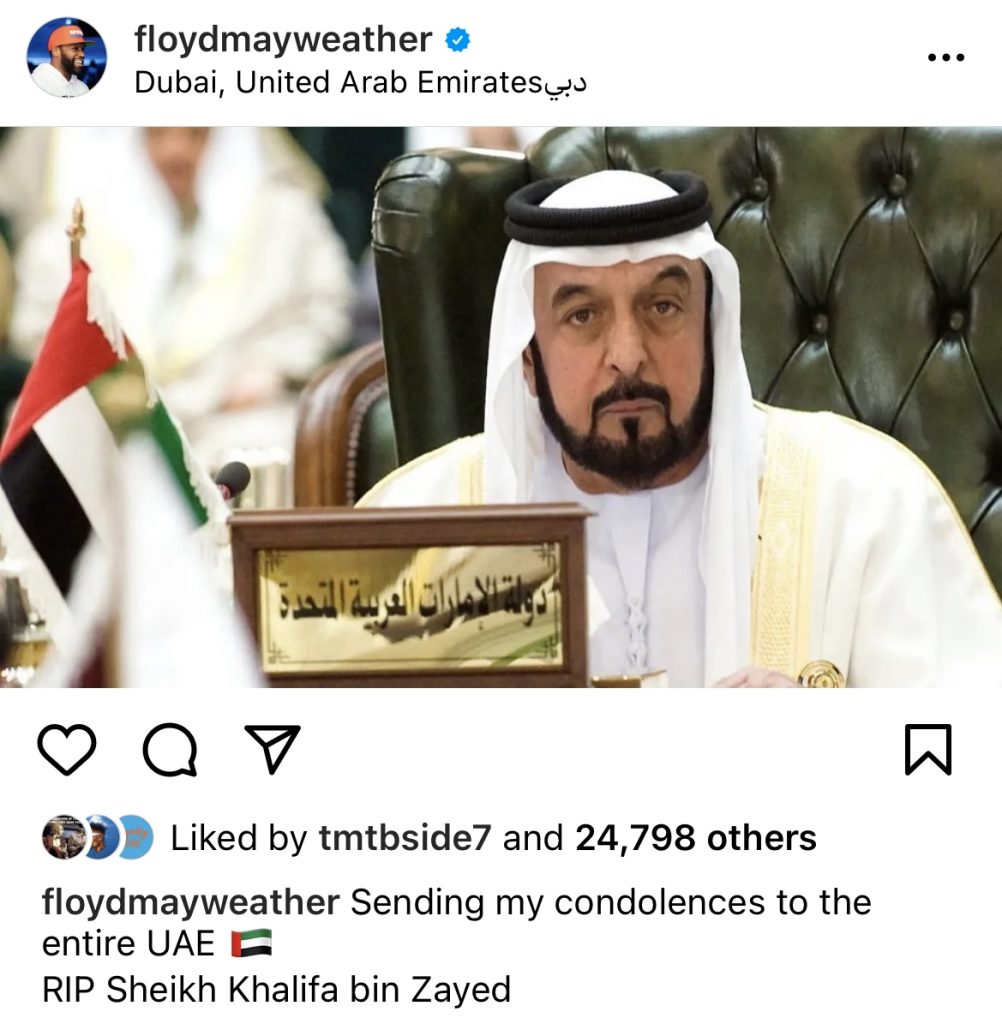 Floyd Mayweather fight in Dubai canceled after death of UAE President