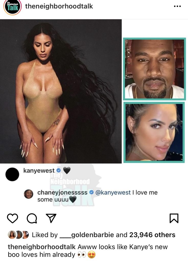 Chaney Jones tells Kanye West that she loves him