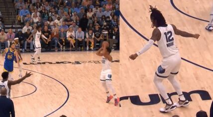 Ja Morant dances as Desmond Bane crosses Stephen Curry up