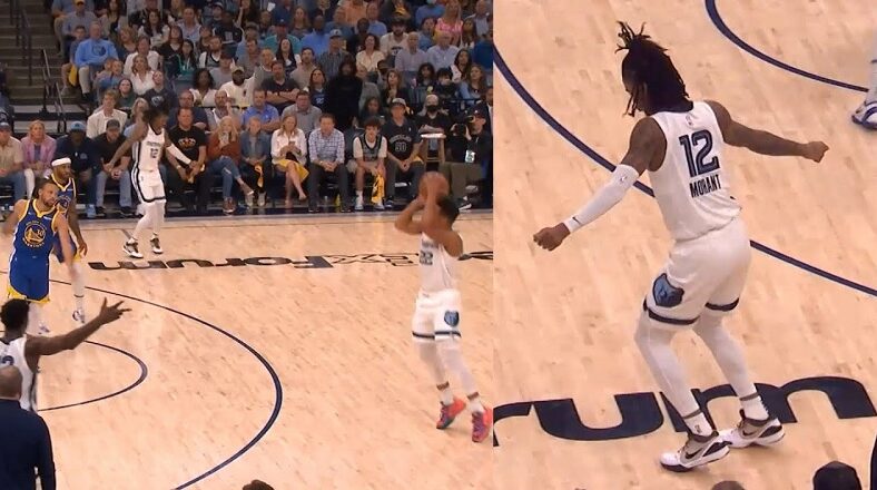Ja Morant dances as Desmond Bane crosses Stephen Curry up