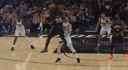 Jae Crowder kicks Luka Doncic in the groin going up for a shot
