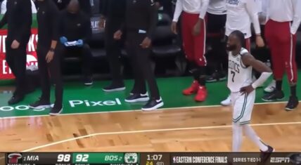 Jaylen Brown gets mad at Jayson Tatum for late game mistakes