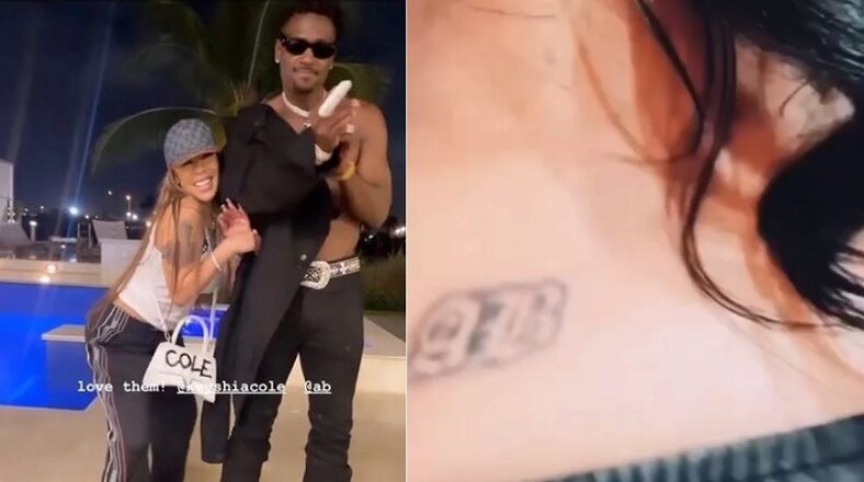 Keyshia Cole tattoos Antonio Brown's AB initials on her chest
