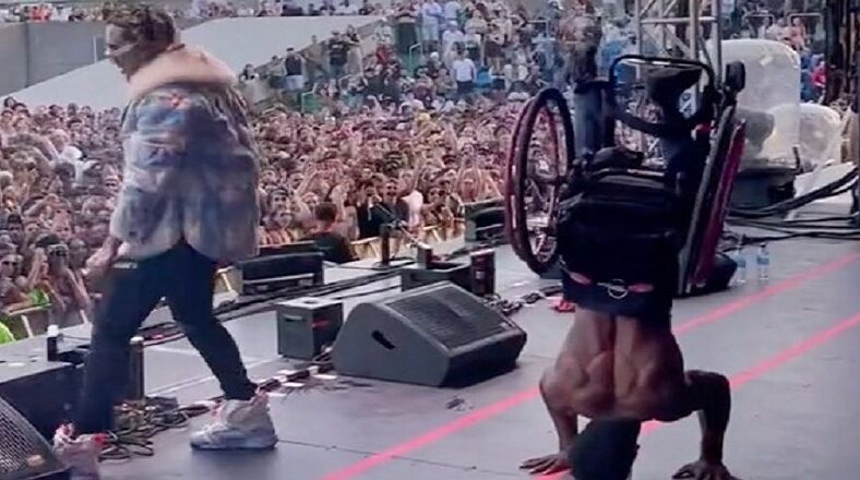 Lil Pump brings a man in a wheelchair on stage during his concert