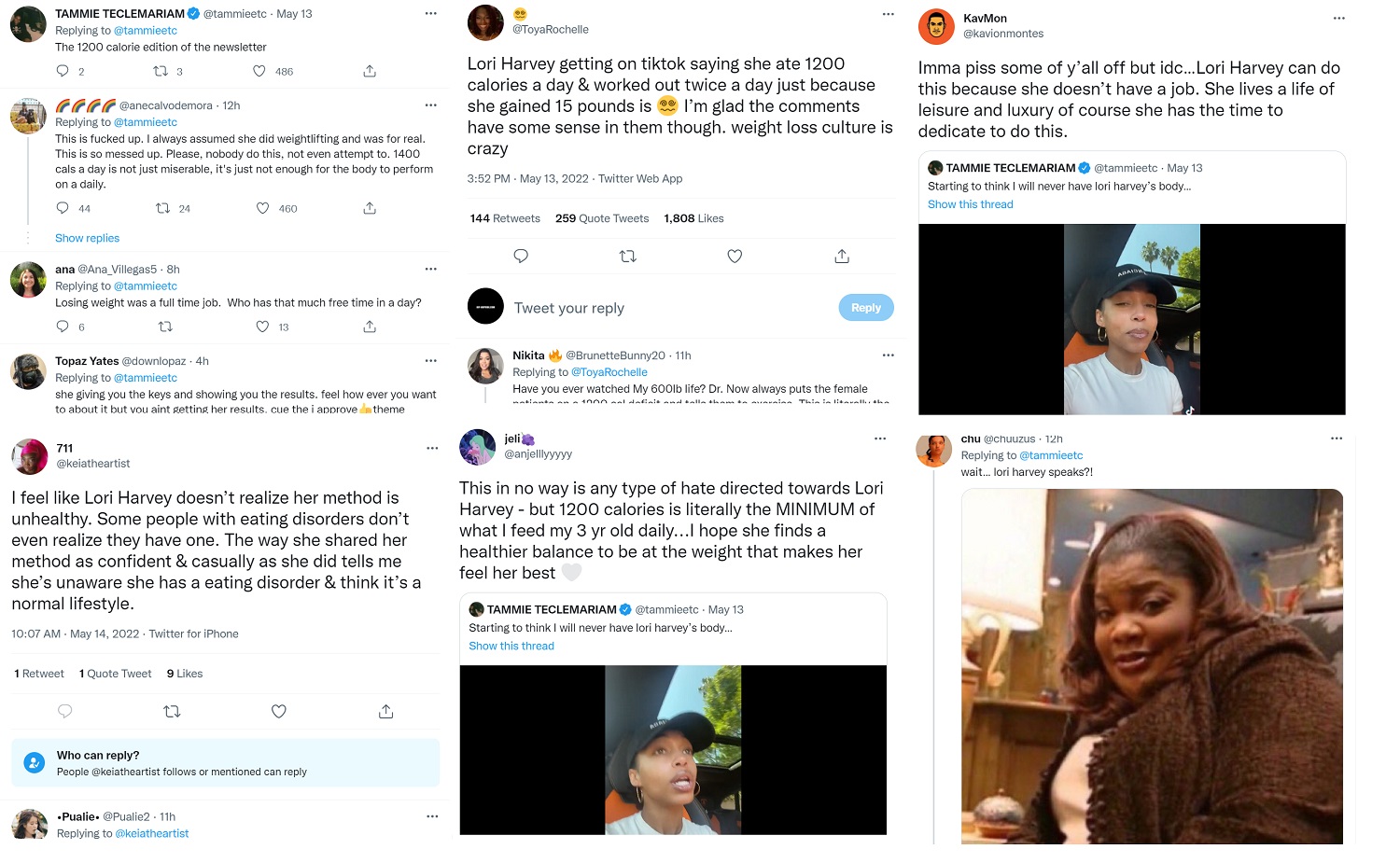 Lori Harvey trends on Twitter after saying she only eats 1200 calories a day