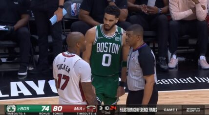 PJ Tucker elbowed Jayson Tatum in the stomach in Game 1