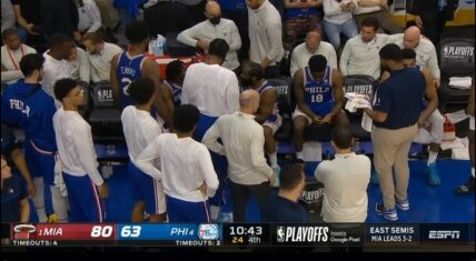 Tyrese Maxey argues with James Harden and throws a cushion