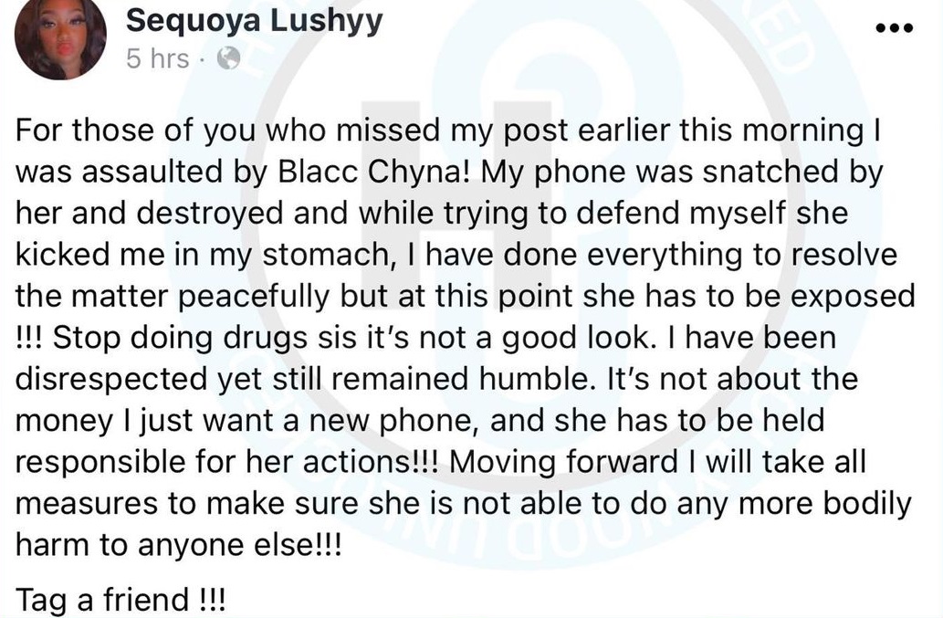 Woman who Blac Chyna allegedly assaulted tells her to stop doing drugs