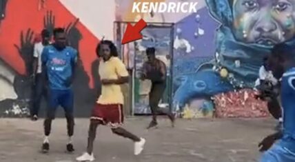 Kendrick Lamar plays soccer with fans in Ghana