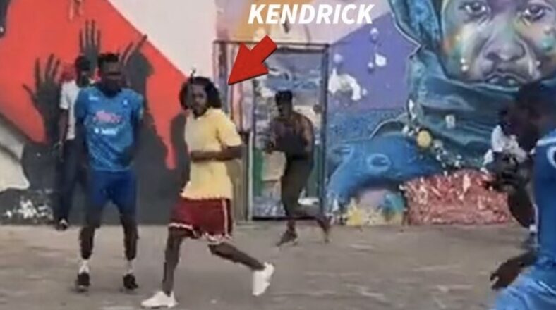 Kendrick Lamar plays soccer with fans in Ghana