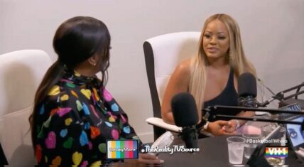 Brandi Maxiell makes funny faces as Malaysia talks on Jackie's podcast
