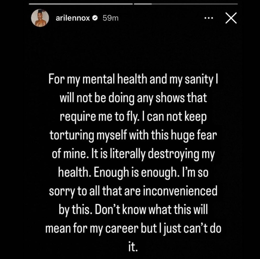 Ari Lennox says she won’t perform at shows that require her to fly 