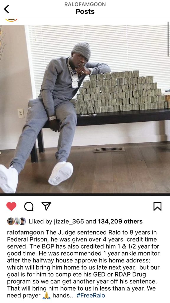 Ralo aiming for late 2023 prison release after latest sentencing