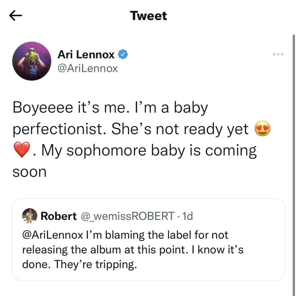 Ari Lennox says sophomore album is coming soon