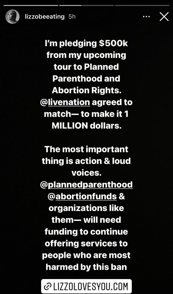 Lizzo and Live Nation to donate $1 million to Planned Parenthood