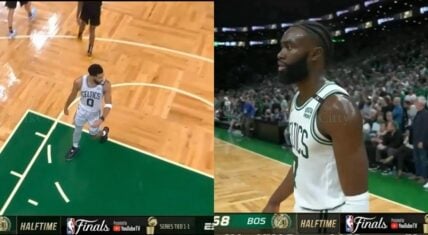Jayson Tatum upset with Jaylen Brown for airball when he was open