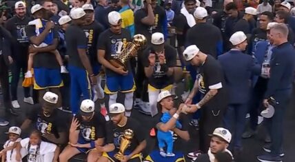 Jordan Poole does the Grizzlies Griddy Dance after winning title