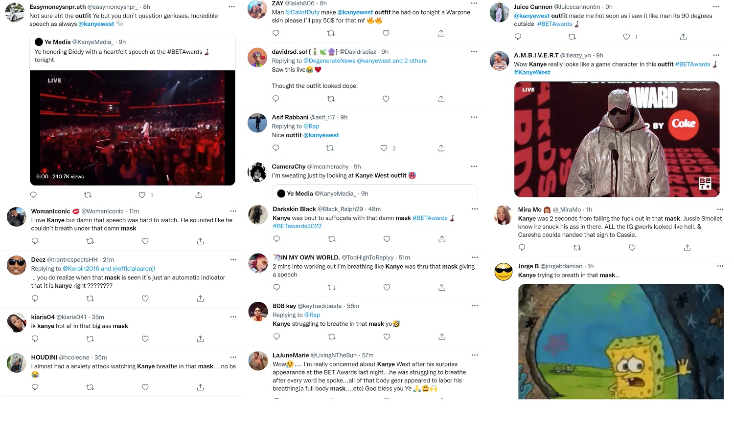 Kanye West trends on Twitter due to BET Awards outfit