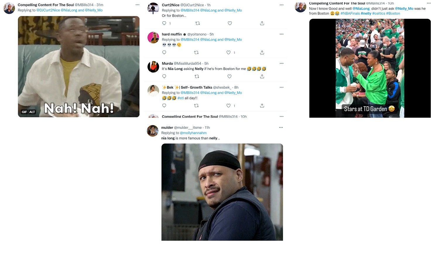 Nia Long asks Nelly if he is from Boston after Celtics win Game 3