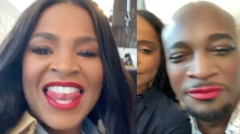 Nia Long shares video of Taye Diggs wearing lipstick and makeup