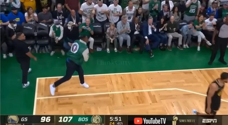 Paul Pierce happily throws air punches as Celtics close out Warriors
