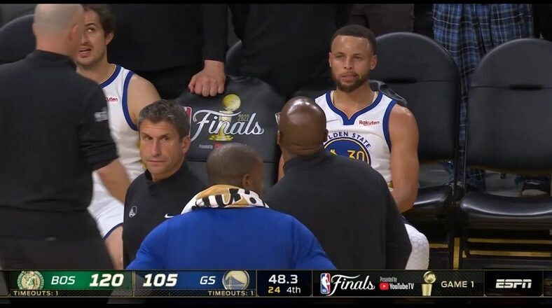 Stephen Curry watches in shock as Celtics go on 17-0 run