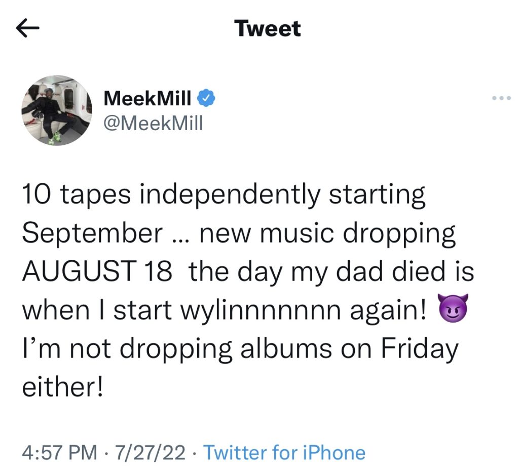 Meek Mill planning to release 10 new mixtapes independently 