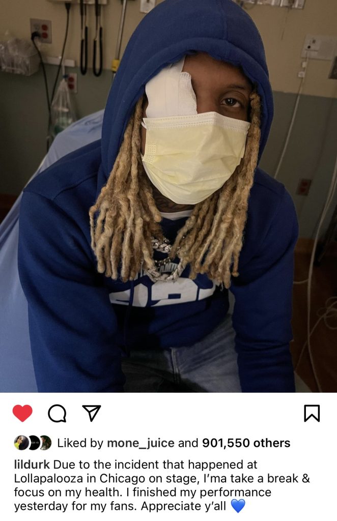 Lil Durk to take break after Lollapalooza explosion on stage