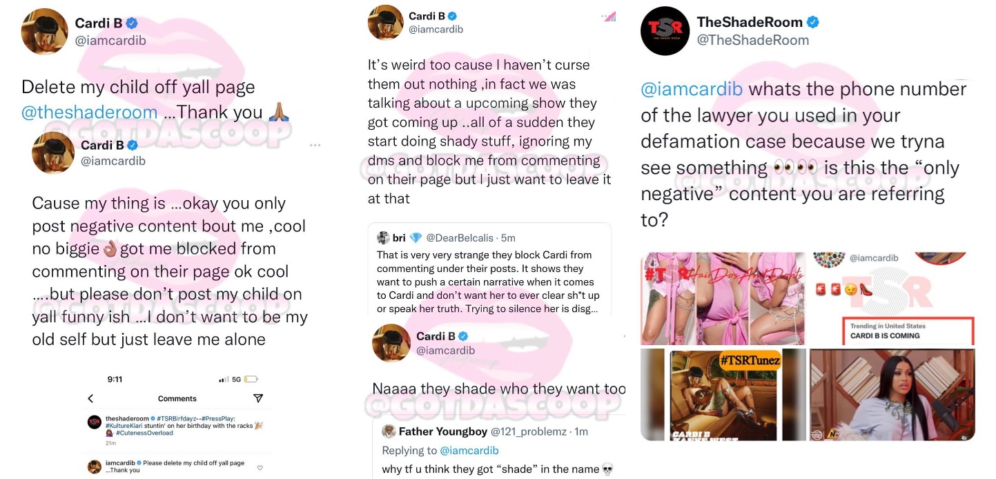Cardi B blasts The Shade Room after they posted her daughter
