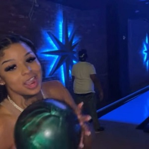 Chrisean Rock throws bowling ball with one hand and gets a strike