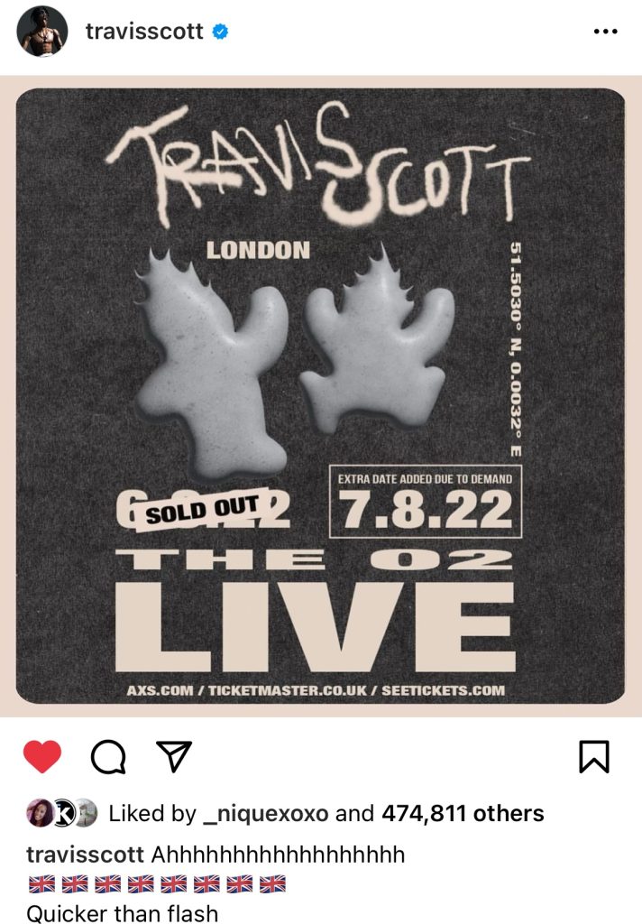 Travis Scott to headline sold out concert in London 
