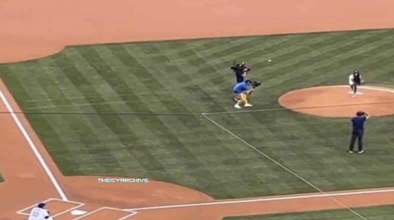 Saweetie throws first pitch at Dodgers game for Filipino Heritage Night