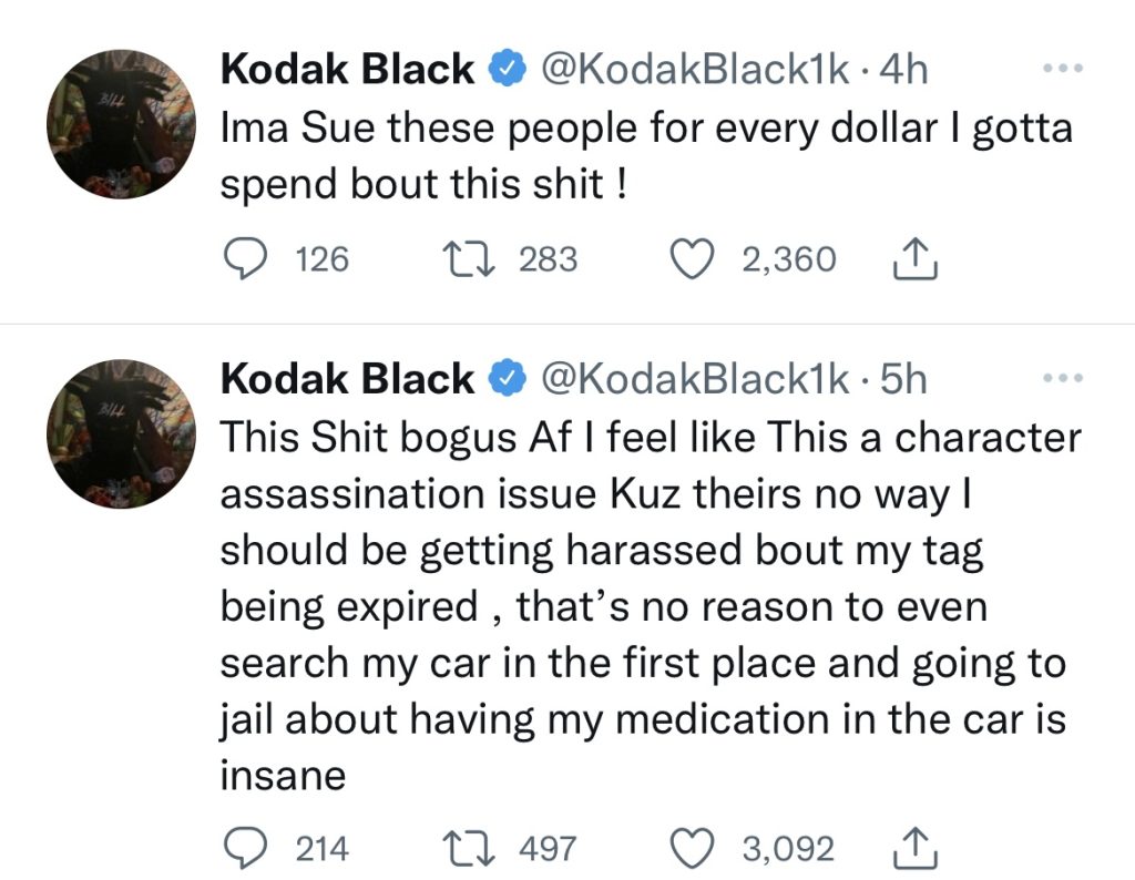 Kodak Black says recent arrest was due to racial profiling