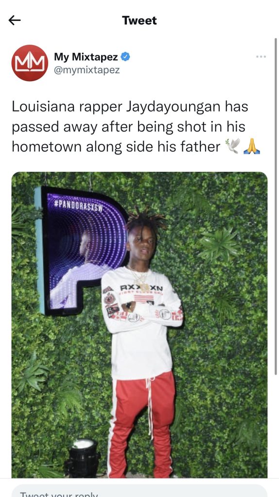 JayDaYoungan reportedly shot and killed in Louisiana 