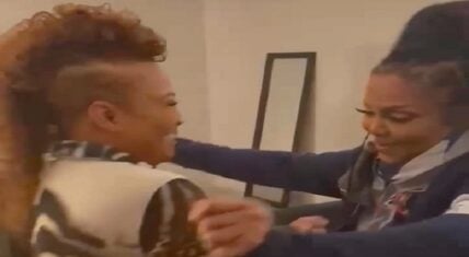Kim Fields hugs Janet Jackson after her Essence Fest performance
