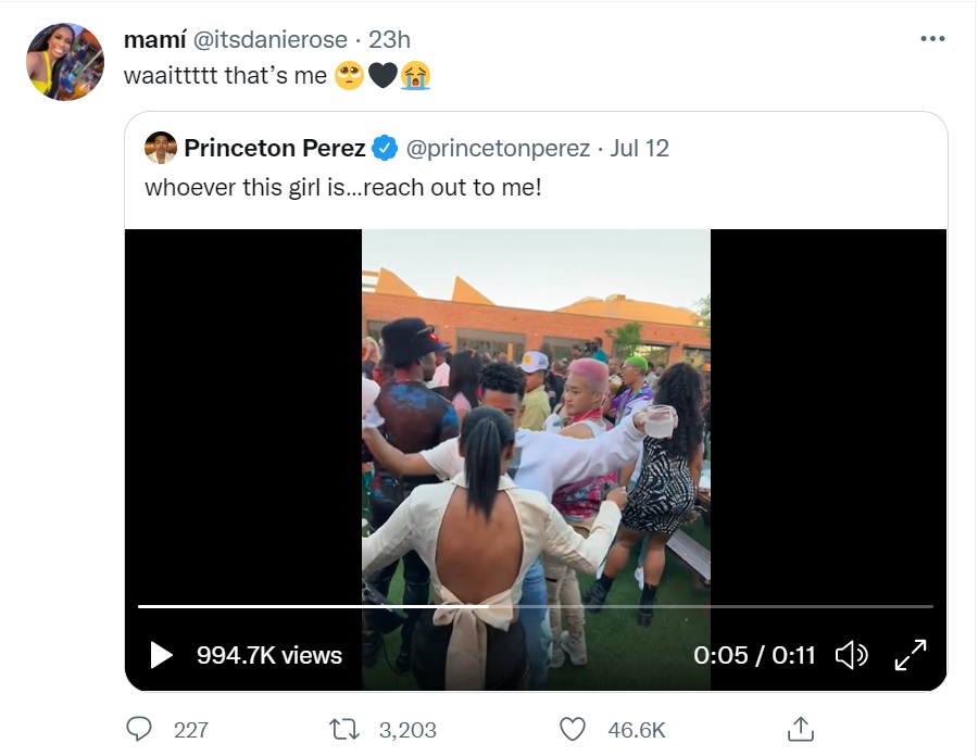 Woman on Twitter tells Princeton Perez she was in his dance video