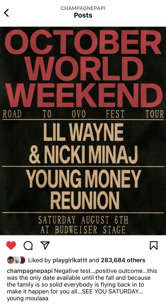 Drake says Young Money reunion concert is on August 6