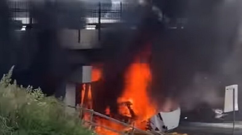 Fiery accident involving 18 wheeler shuts down I-285 in Atlanta
