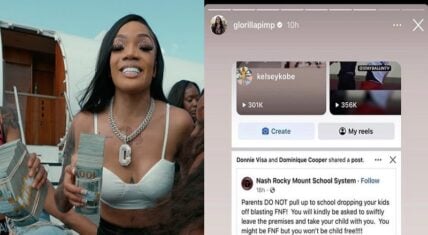 Glorilla responds Nash Rocky Mount School System's Facebook post