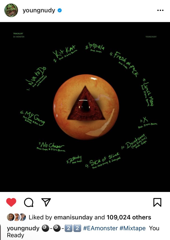 Young Nudy reveals "EA Monster" tracklist 