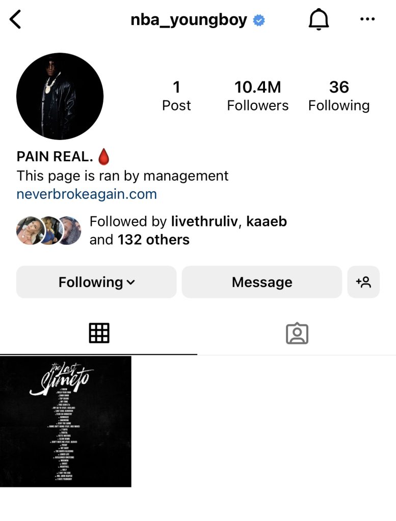 NBA Youngboy returns to Instagram before album release date