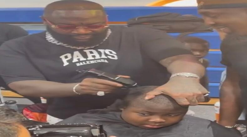 Rick Ross goes viral for cutting boy's hair in Miami
