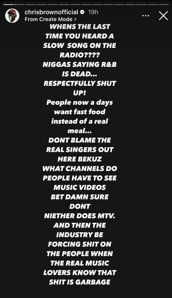 Chris Brown denies that R&B is dead
